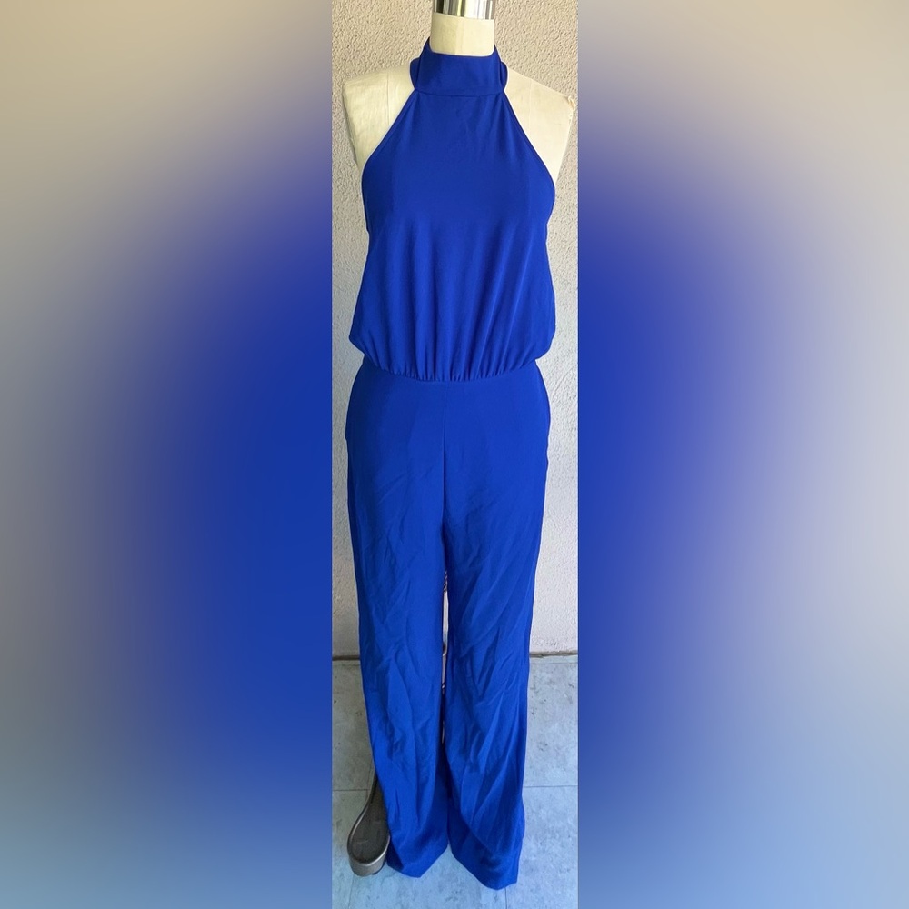 Lulu's Royal Blue Halter Jumpsuit